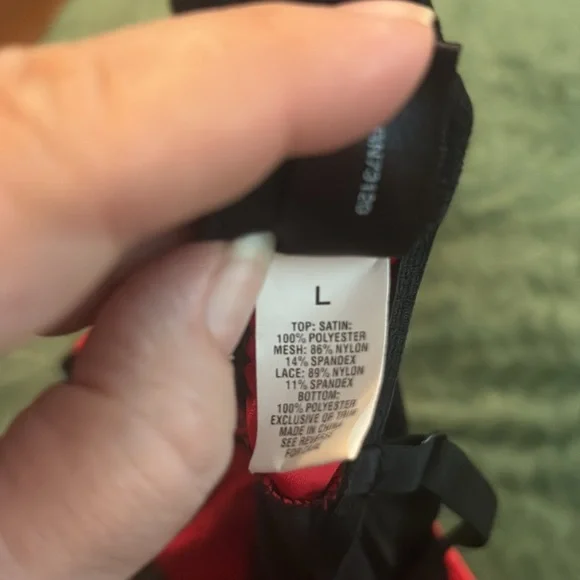 Fredricks of Hollywood Seduction Nightie Garter Clips Underwire Black Red L - Picture 8 of 9